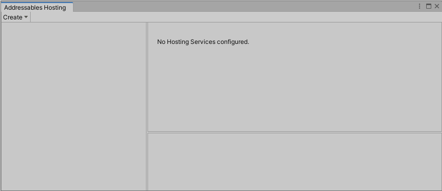 **Addressables Hosting** ウィンドウ。