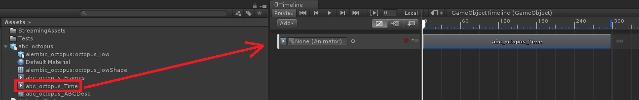 タイムクリップをドラッグ