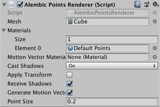 Alembic Point Renderer コンポーネントオプション