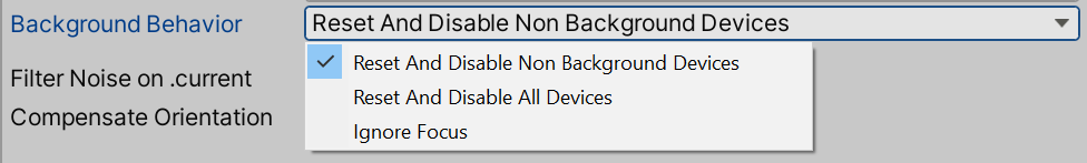 Background Behavior の設定