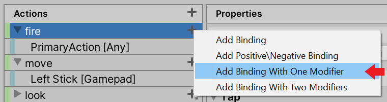 One Modifier の Binding の追加