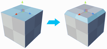 キューブの上部を面取りする