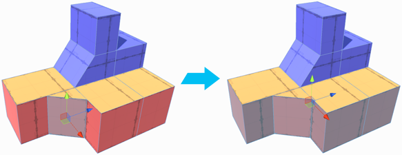 メッシュ上のオレンジ色の面を全て選択する