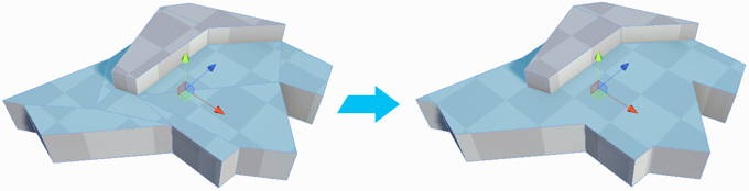 マテリアルの複数の面が 1 つになる