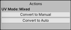選択中の面の一部が Automatic 編集モードで一部が Manual 編集モードの場合のActions パネル