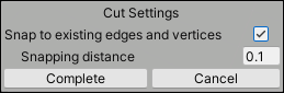 Cut ツールの追加的オプション