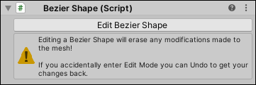 Bezier Shape コンポーネントの **Edit Bezier Shape** ボタンをクリックすると編集モードをアクティベートできます。