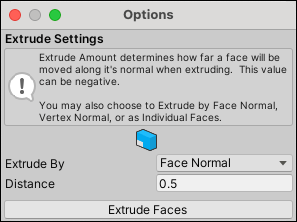 Extrude Face のオプション