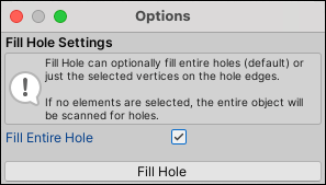Fill Hole のオプション