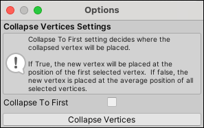 Collapse Vertices のオプション