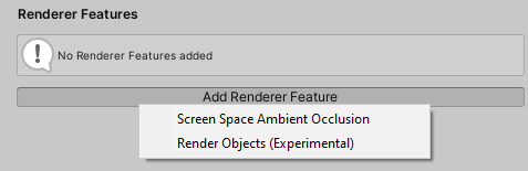 __Add Renderer Feature__ を選択し、次に Renderer Feature を選択する。
