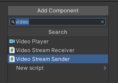 VideoStreamSender コンポーネントの追加