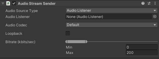 AudioStreamSender インスペクタ