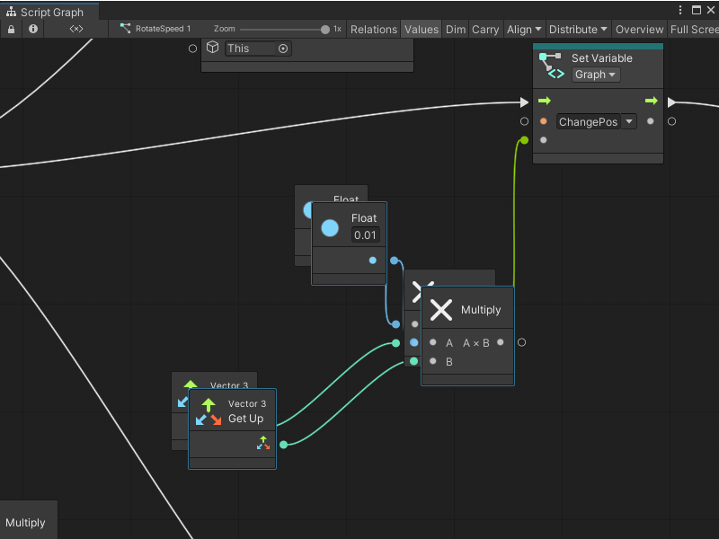 Graph ウィンドウ: Graph Editor 内でノードが複製されています。