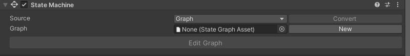 ゲームオブジェクトの Unity Inspector に表示された State Machine コンポーネント