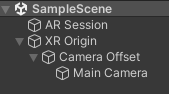 AR Session と XR Origin を含むシーングラフ