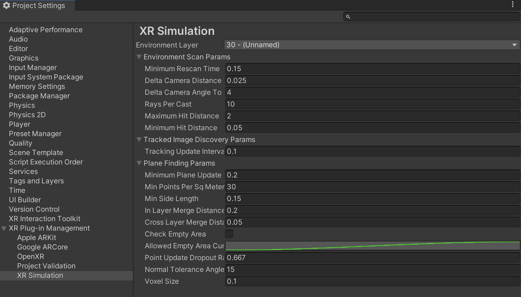 XR Simulation のプロジェクト設定