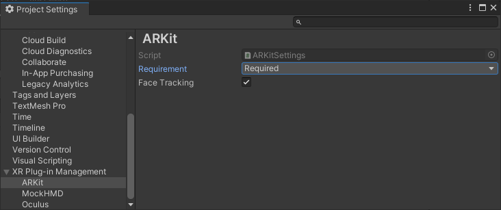 ARKit Settings ARKit の設定