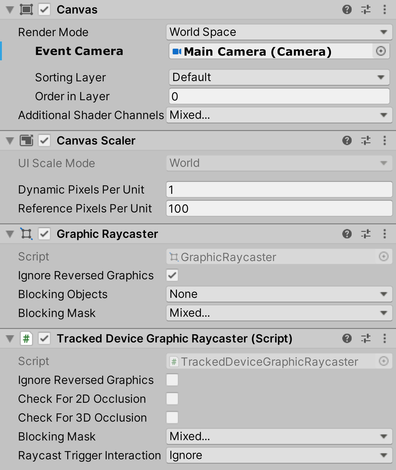 UI Canvas の設定