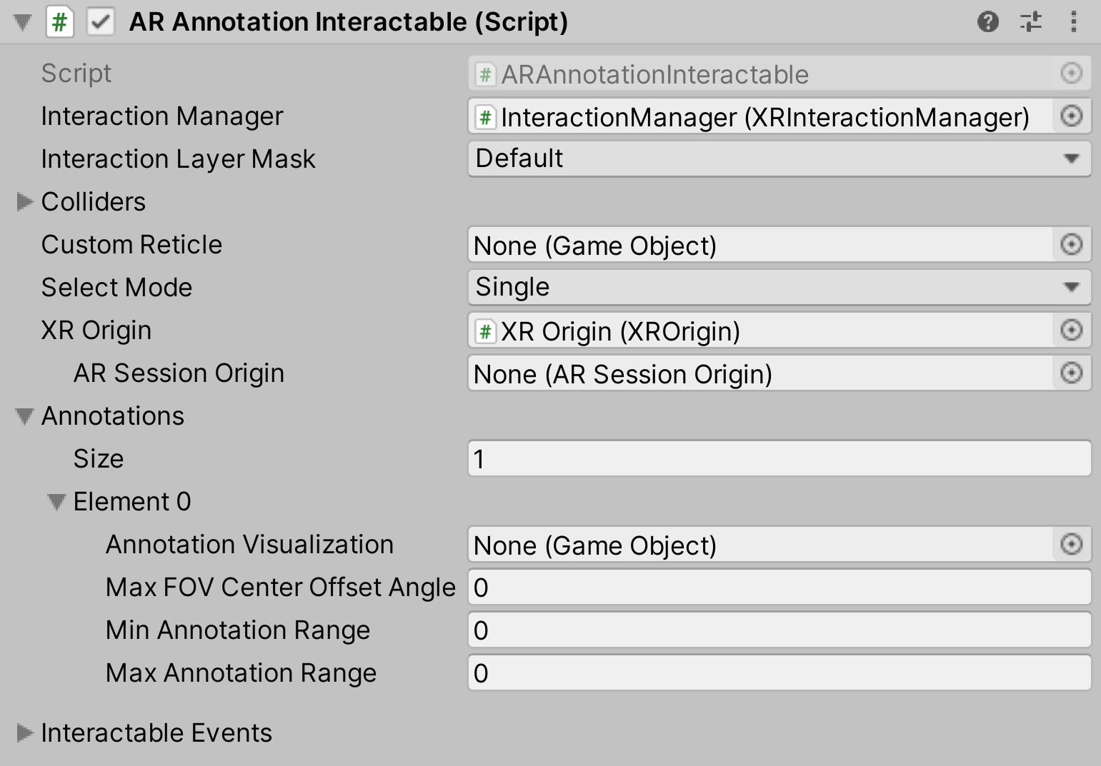 AR Annotation Interactable コンポーネント