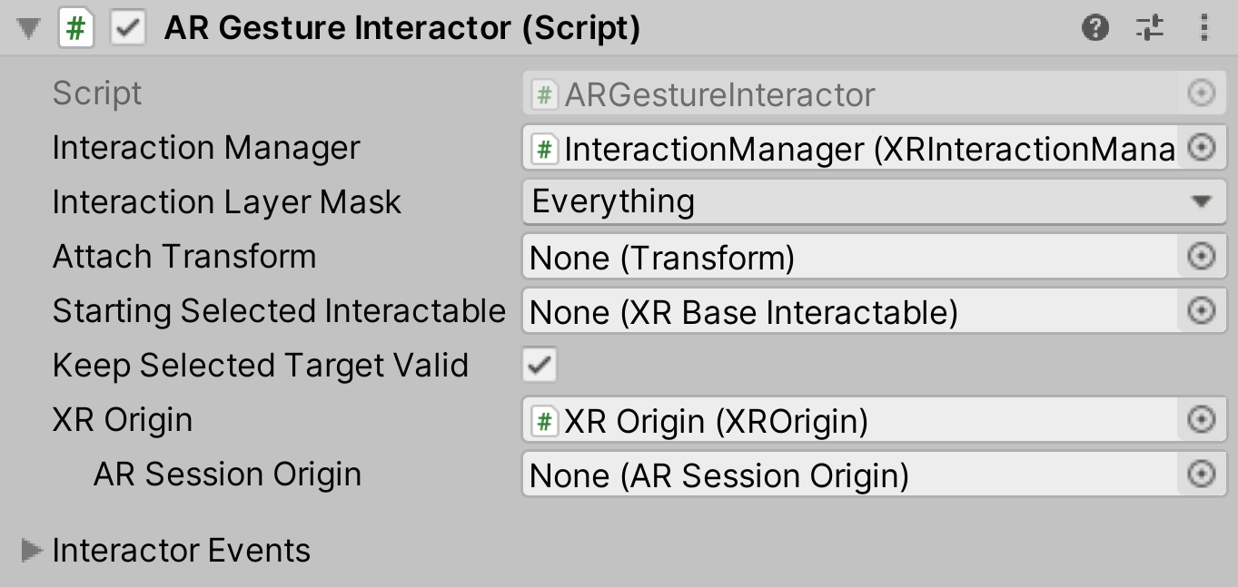 AR Gesture Interactor コンポーネント