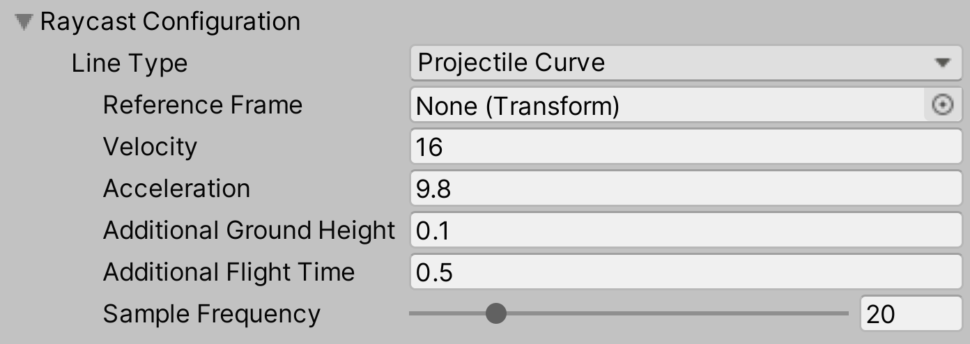 Raycast Configuration Projectile Curve