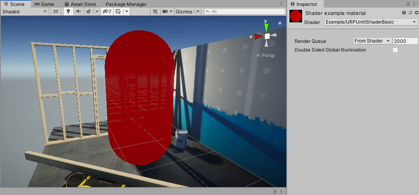 シェーダーによってダークレッドにペイントされたゲームオブジェクト
