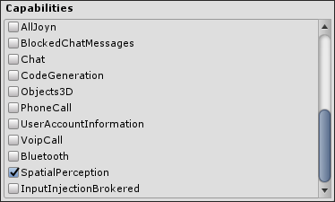 System capability settings found in Player Settings > Publishing Settings