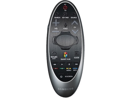 2014 models have a tiny touchpad with an accelerometer in the remote, where you use gestures to control the TV.