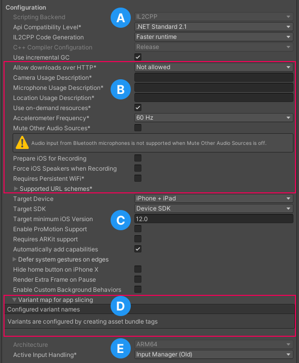 iOSプラットフォームの Configuration (設定)