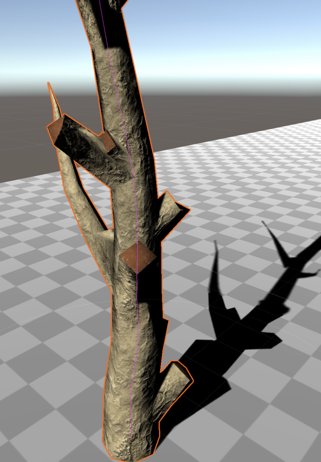 ブランチマテリアルとブレークマテリアルを示す樹木の拡大図。