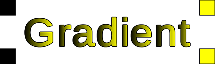 各文字の左上と左下が黒、右上と右下が黄色の 4 カラーグラデーションのテキスト。