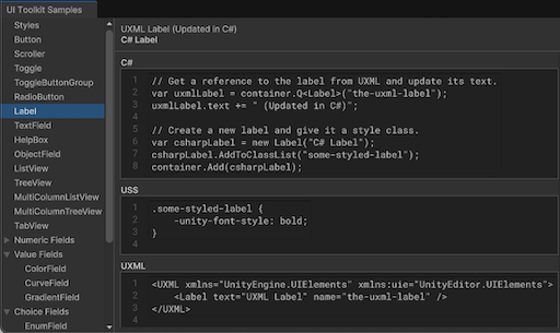 UI Toolkit samples