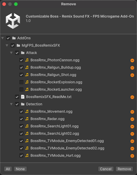 Remove ダイアログ