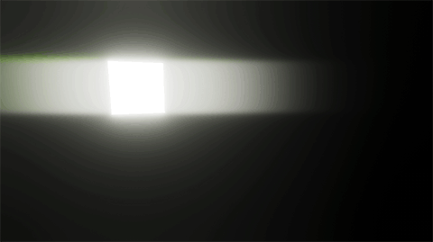 Threshold を 0 (大きなフレアエフェクト) から 1 (小さなフレアエフェクト) に変更することによる効果。