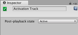 타임라인 에디터 창에서 활성화 트랙을 선택했을 때의 인스펙터 창