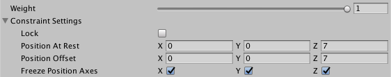 Weight and Constraint Settings for a Position Constraint