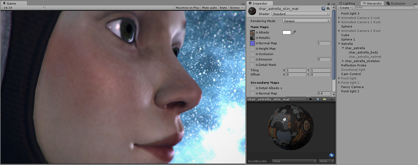 This character has a skin texture map, but no detail texture yet. We will add skin pores as a detail texture.
