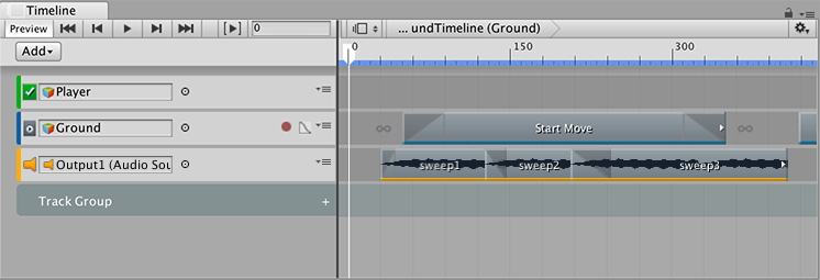Timeline Editor window with Track group added