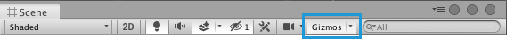 씬 뷰의 Gizmos 버튼
