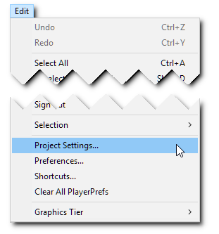 Project Settings 메뉴