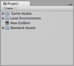 프로젝트 뷰의 새로운 GUISkin 파일
