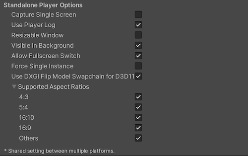 데스크톱 플랫폼을 위한 플레이어 옵션 설정