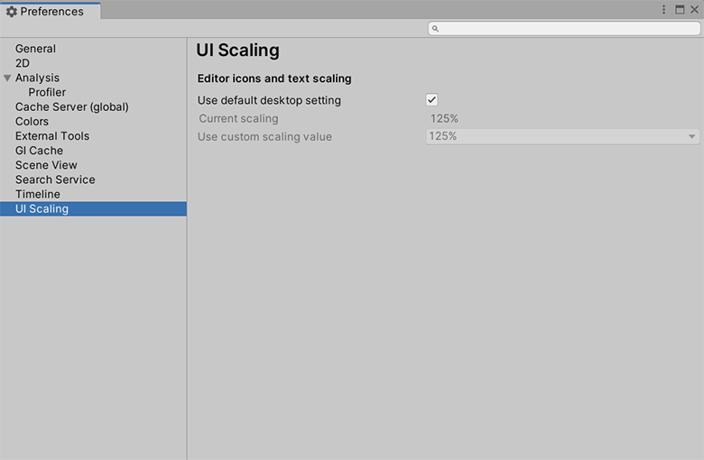 Preferences 창의 UI Scaling 범위