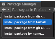 Install package from tarball button