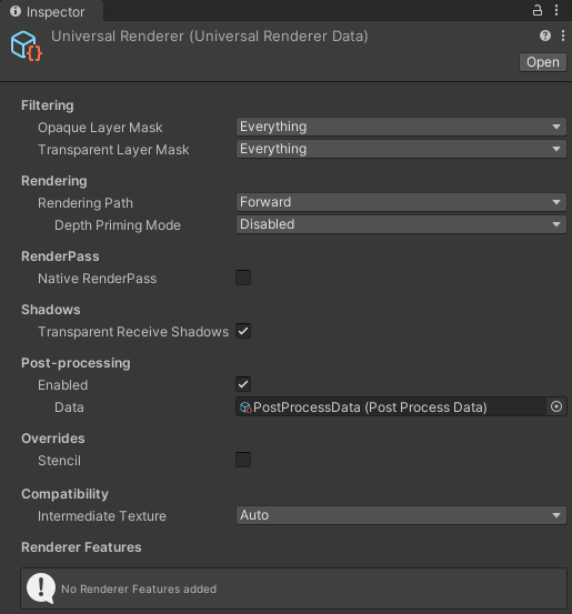 URP 유니버설 렌더러