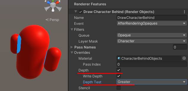 Depth Test를 Greater로 설정