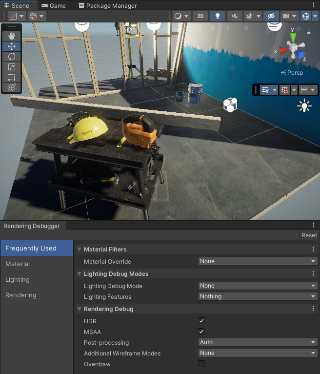 Rendering Debugger 창.