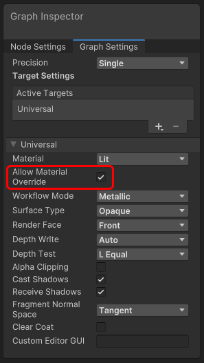 Allow Material Override 프로퍼티.
