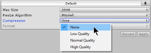 'None' 압축 설정